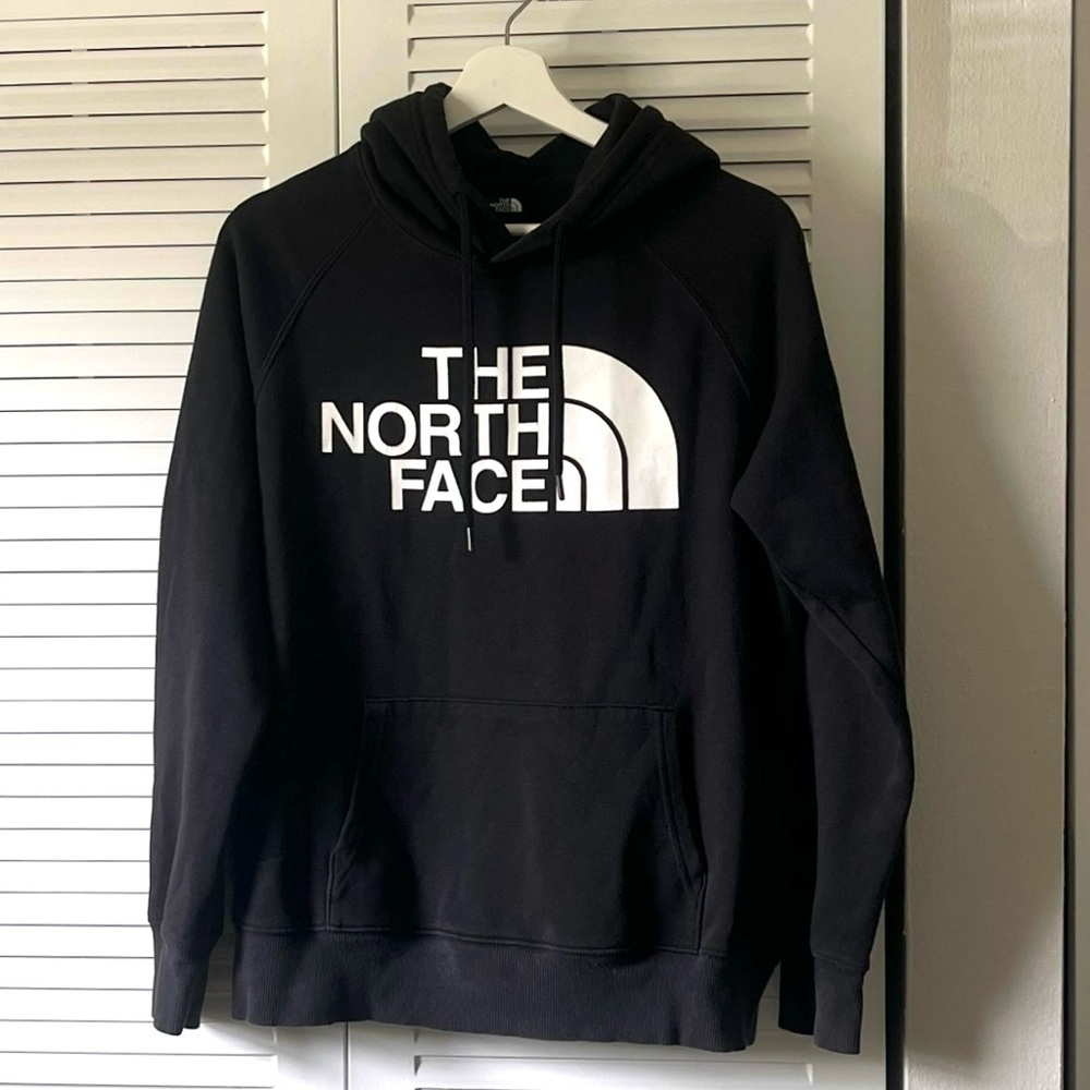 The North Face Hoodie Sweatshirt - Black w/ White Logo - Small